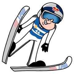 イラスト：スキージャンプをしているキャラクター